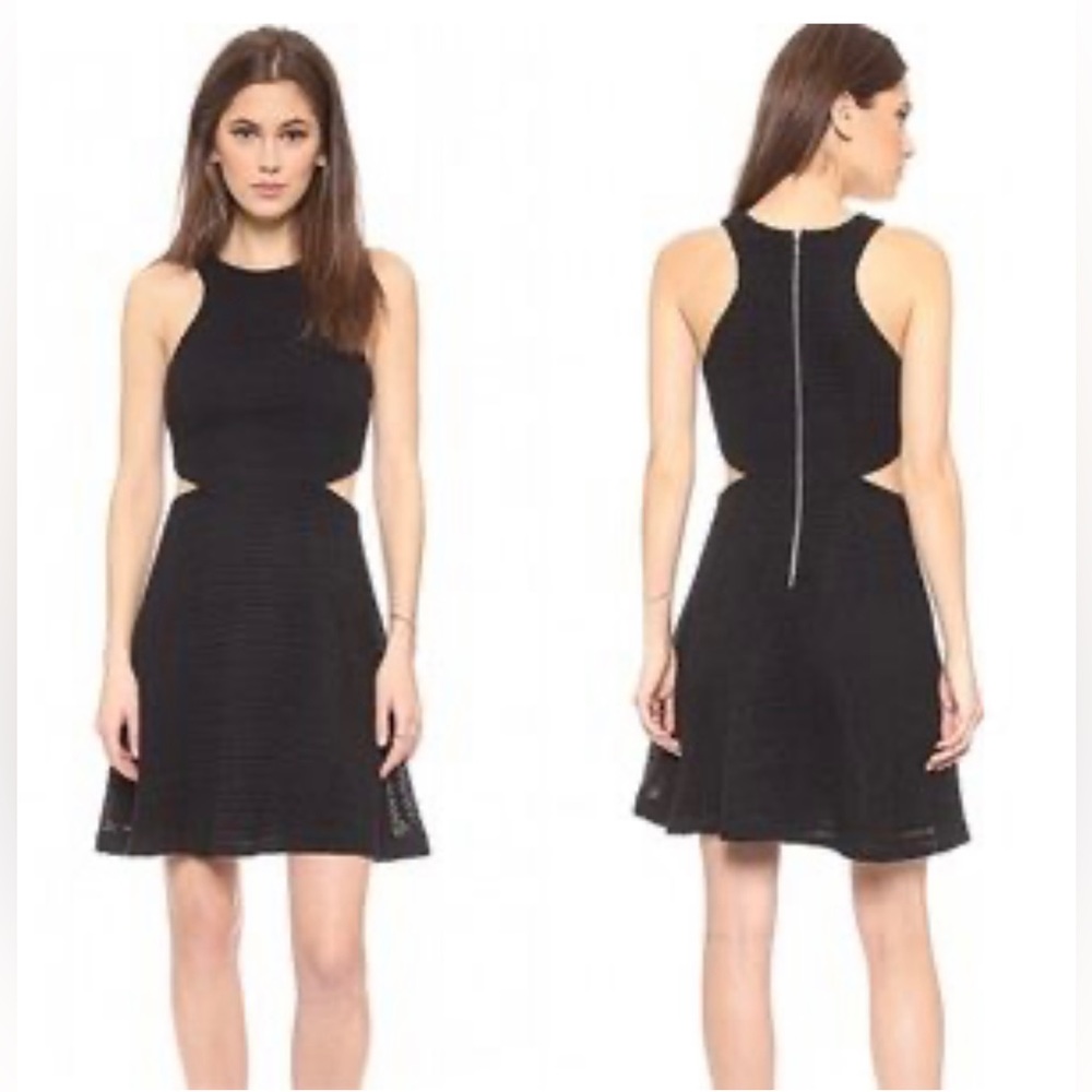 Club Monaco Black Textured Cut Out Dress, Size M
